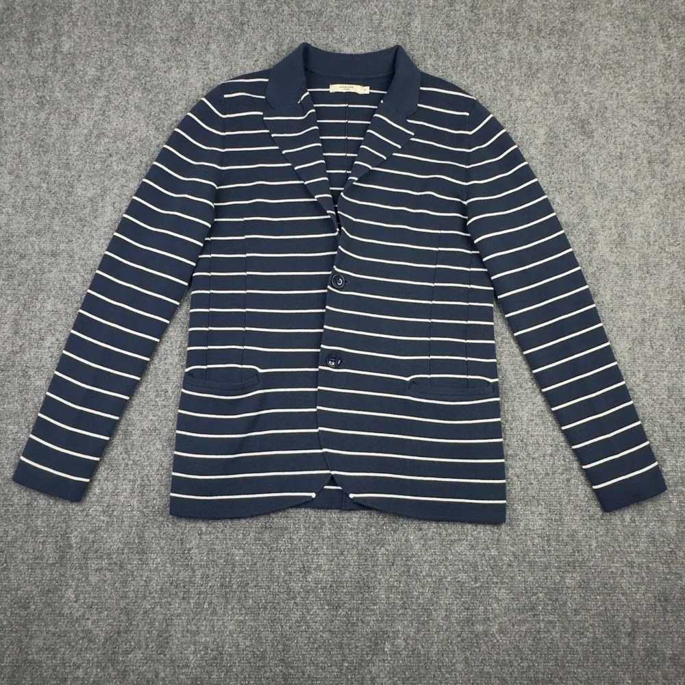 Jack & Jones Blazer Mens S Blue White Stripe Knit Slim Preppy Minimalist Career